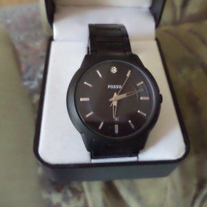 Men's FOSSIL Watch   FS-4465 250906  - All Black with Faux Diamond